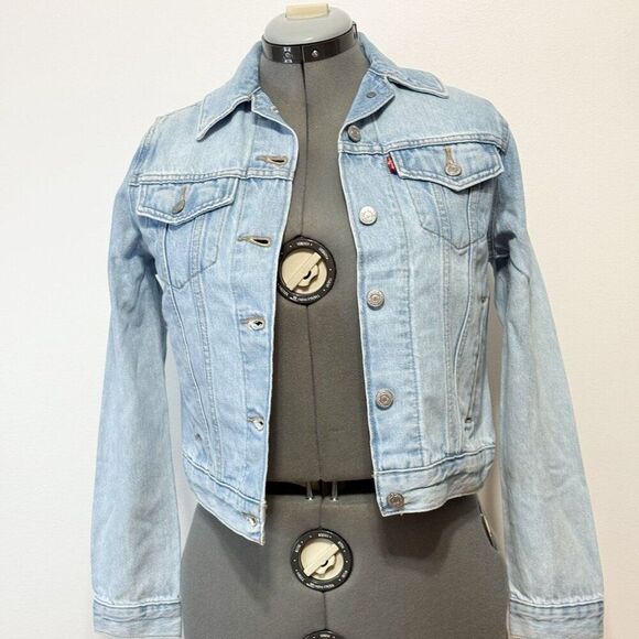 Levis Premium NWT SzXS Pool Party Medium Wash Featherweight  Trucker Jean Jacket - Picture 5 of 12